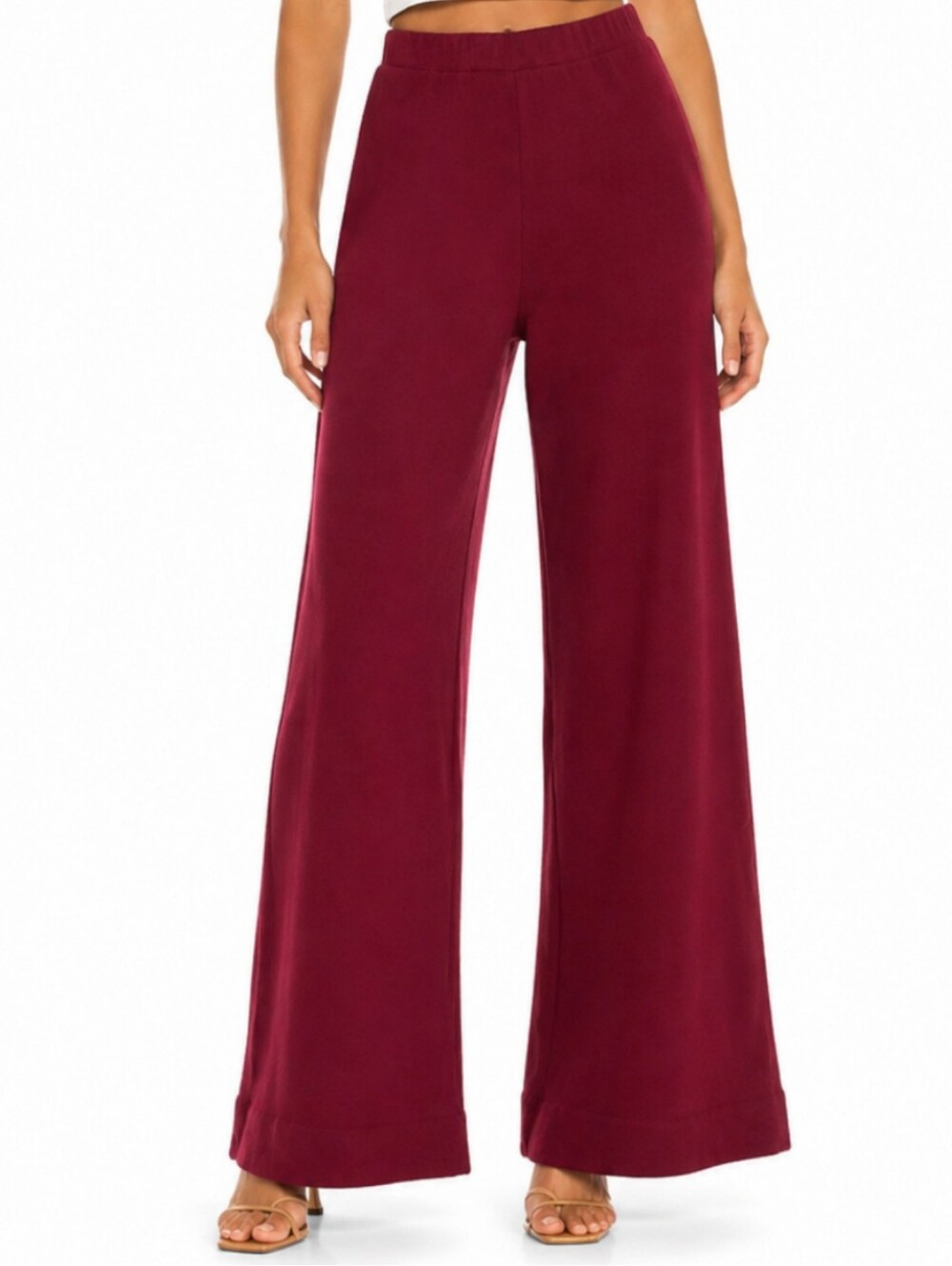 VTG 70s Crissa Linea Italiana Wool Wide Leg Pants  Size 2 Burgundy Knit Coquette